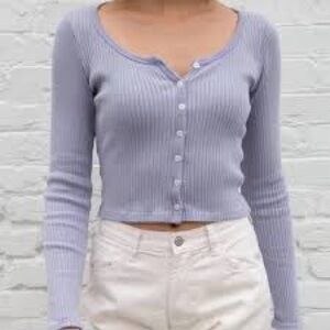 Brandy Melville Light Purple Ribbed Button-Down Shirt